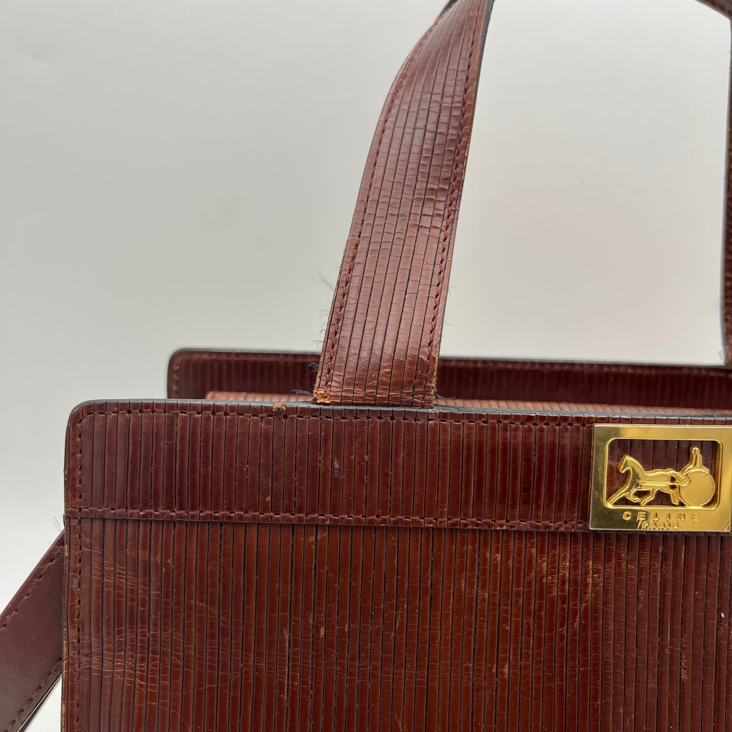 Celine Paris Vintage Brown Leather Handbag