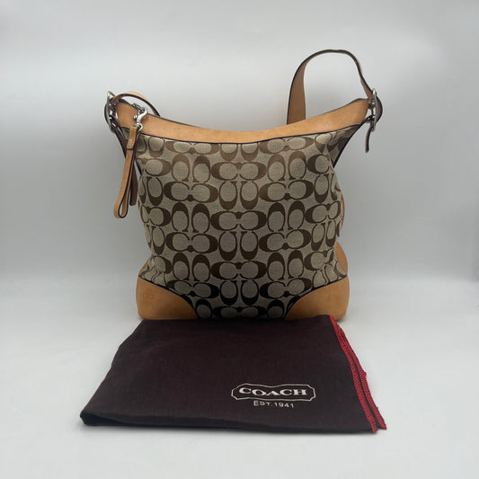 Coach Brown Signature Canvas Hobo Crossbody