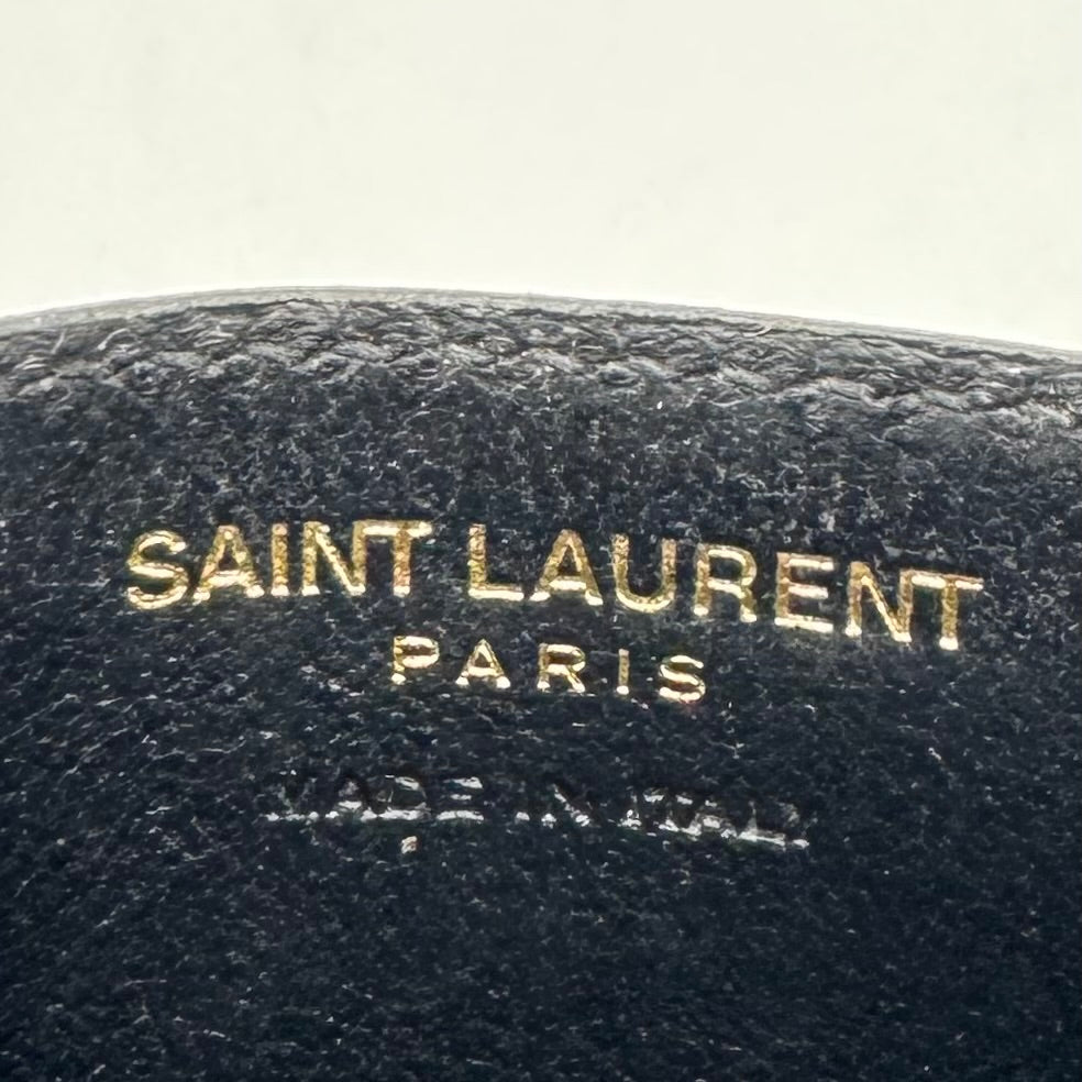YSL Black Grained Leather Cassandre Matelasse Card Holder GHW