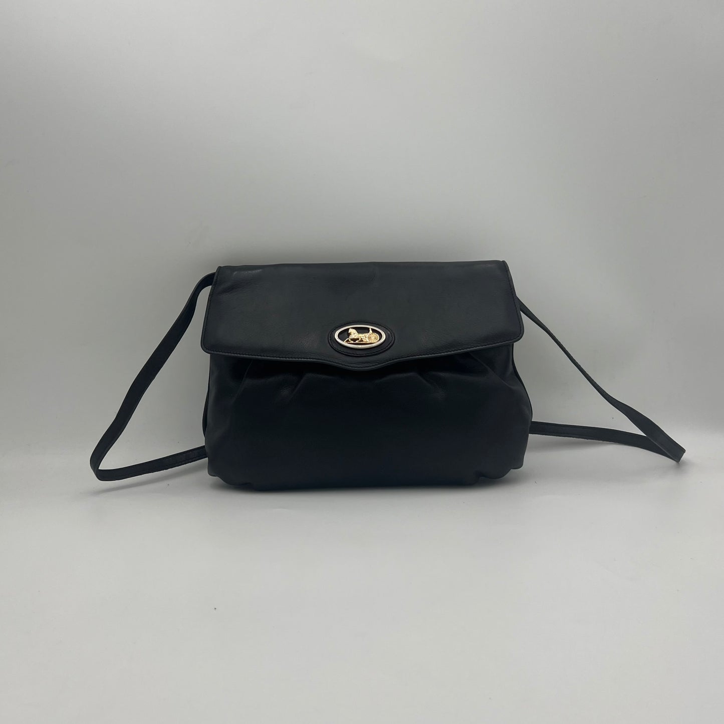 Celine Paris Black Soft Leather Caleche Sling