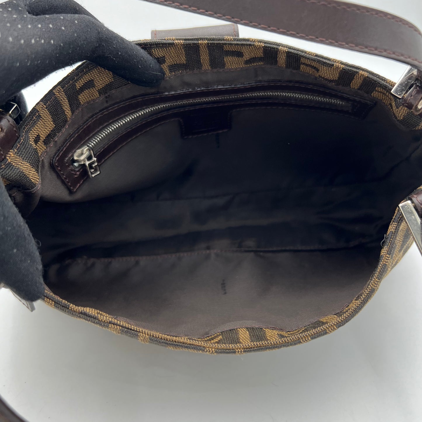 Fendi Tobacco Zucca Double Strap Handbag