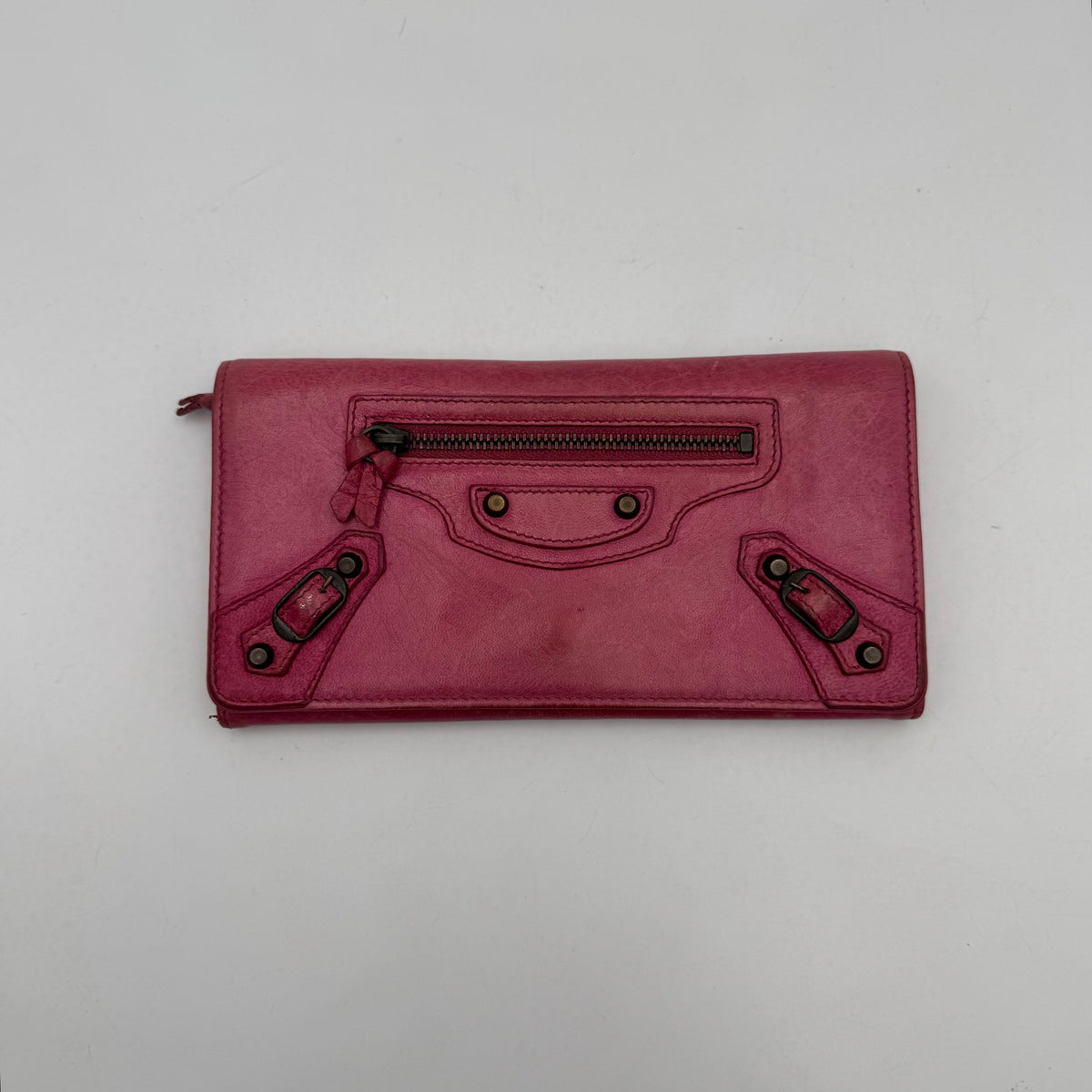 Balenciaga Pink Leather Classic Long Bifold Wallet