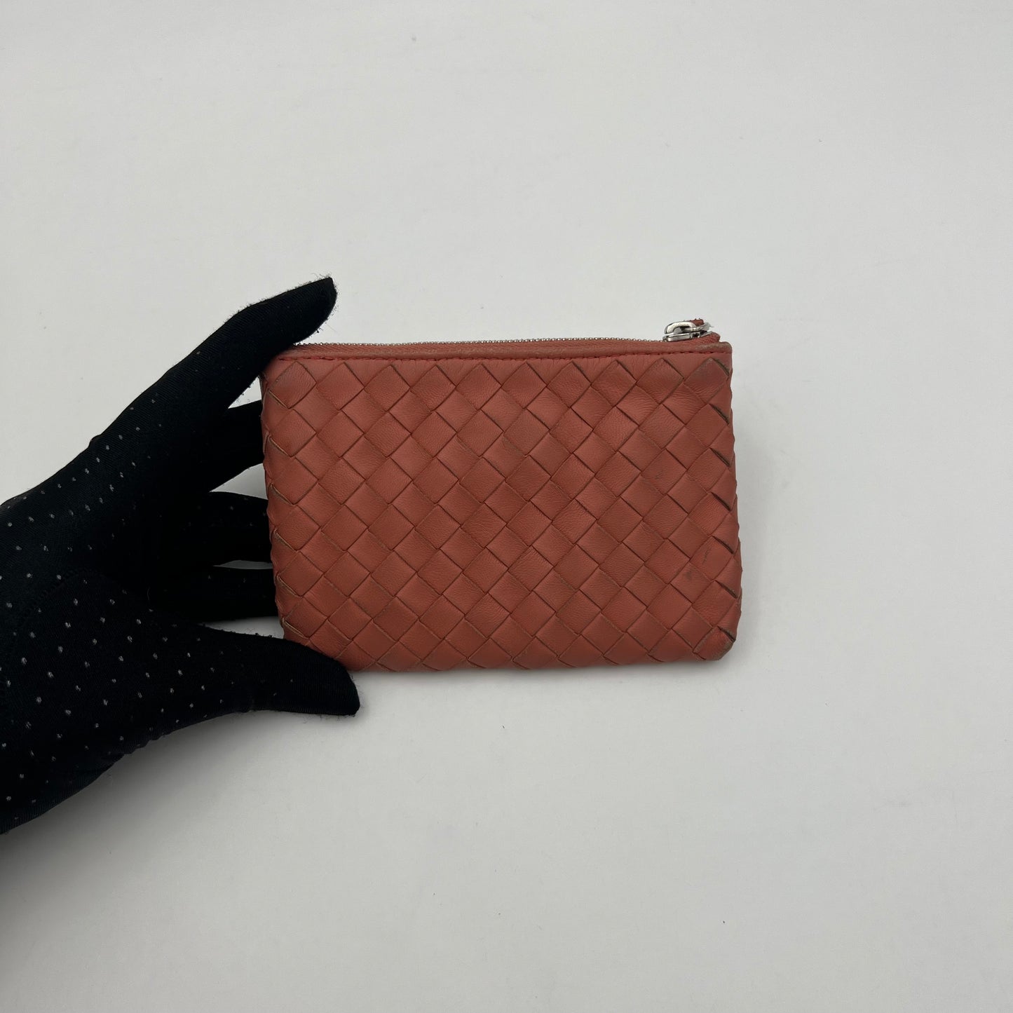 Bottega Veneta Salmon Pink Intrecciato Zippy Wallet