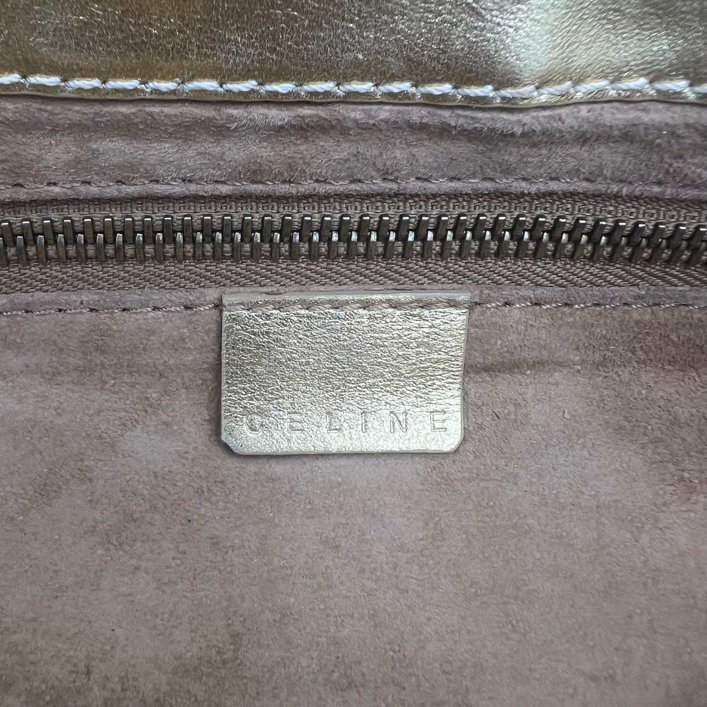 Celine Paris Gold Leather Flap Baguette