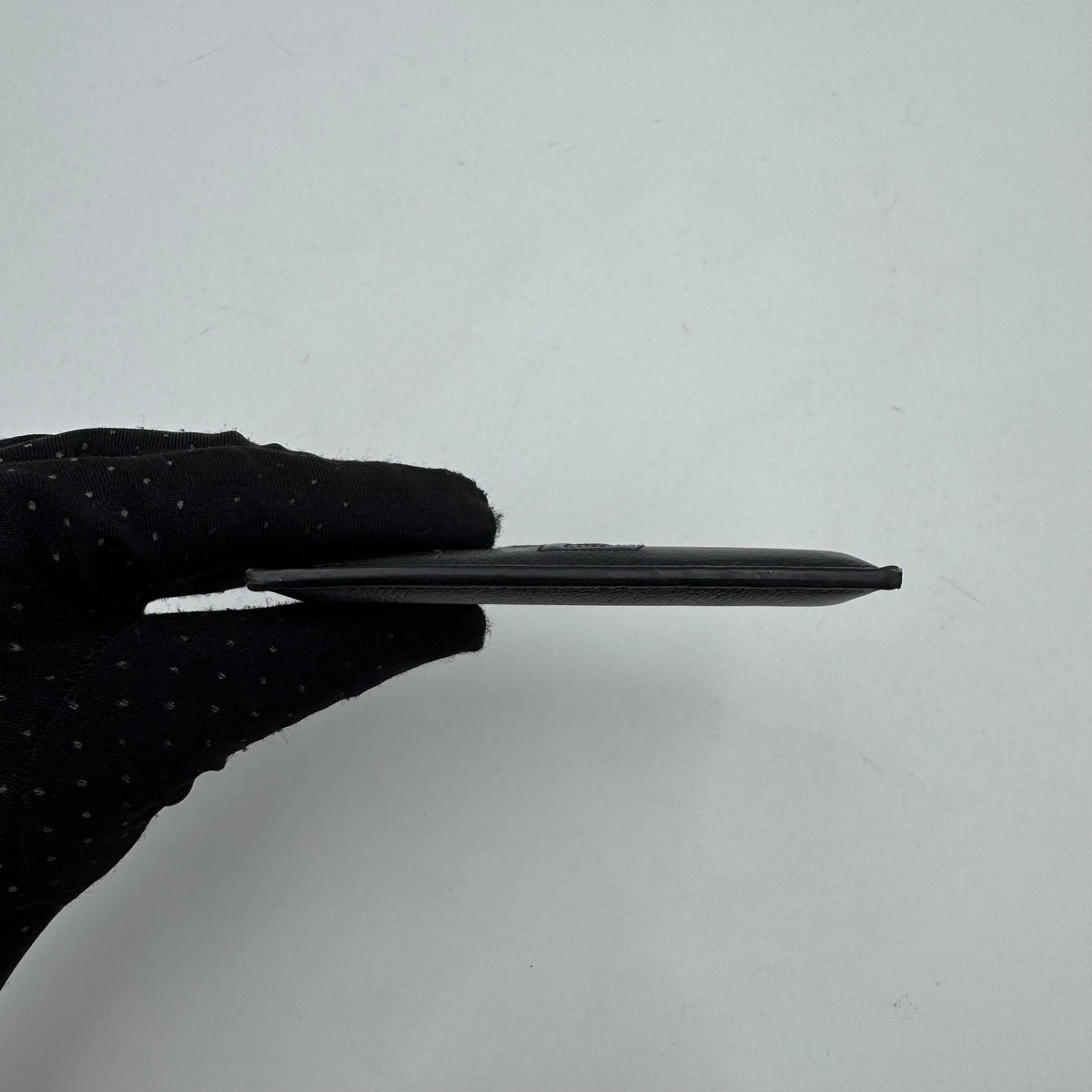 YSL Black Grained Leather Logo Stitch Card Holder