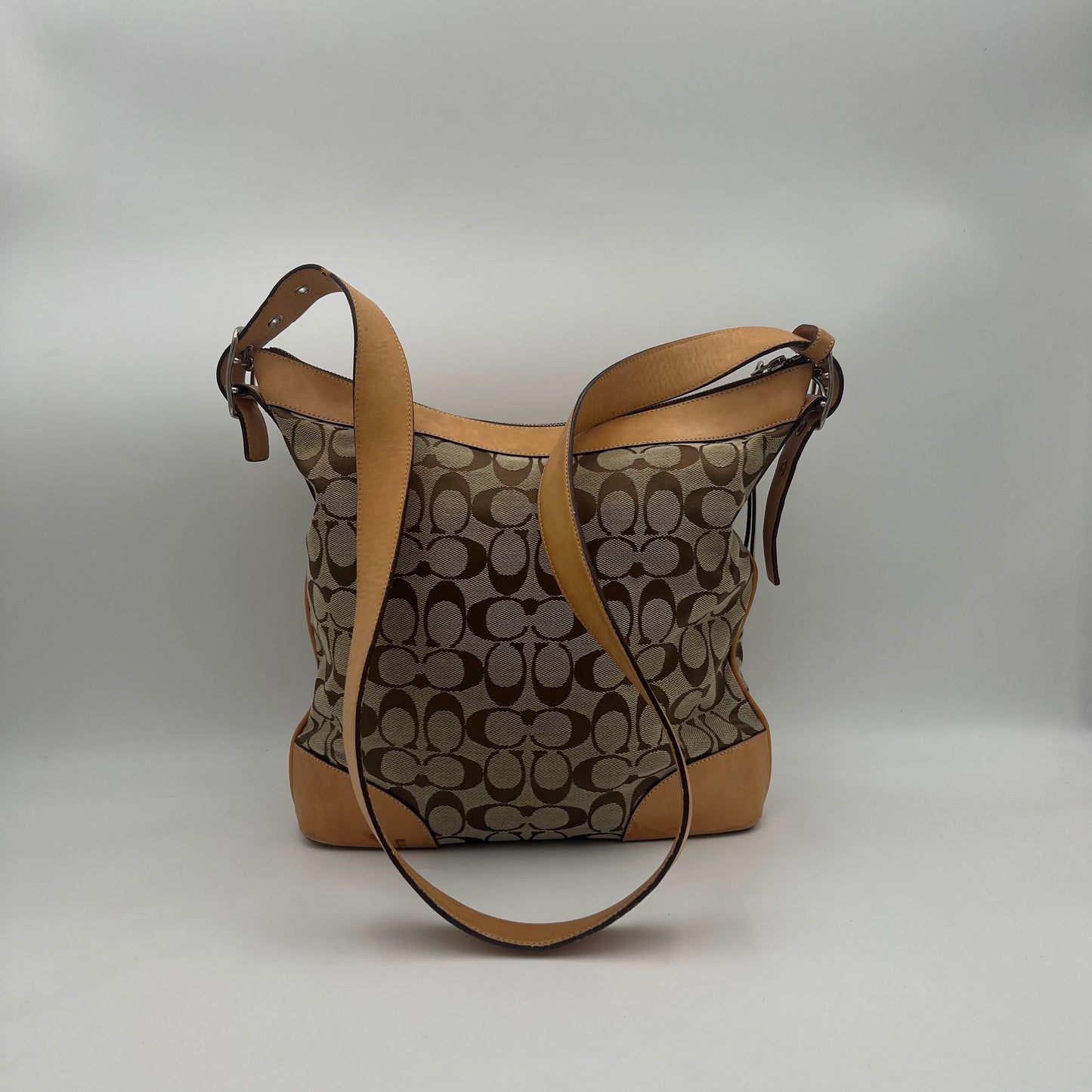 Coach Brown Signature Canvas Hobo Crossbody