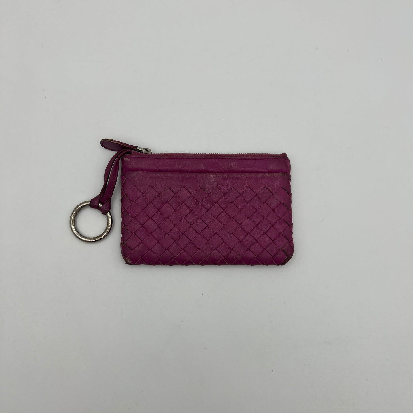 Bottega Veneta Magenta Intrecciato Zippy Wallet