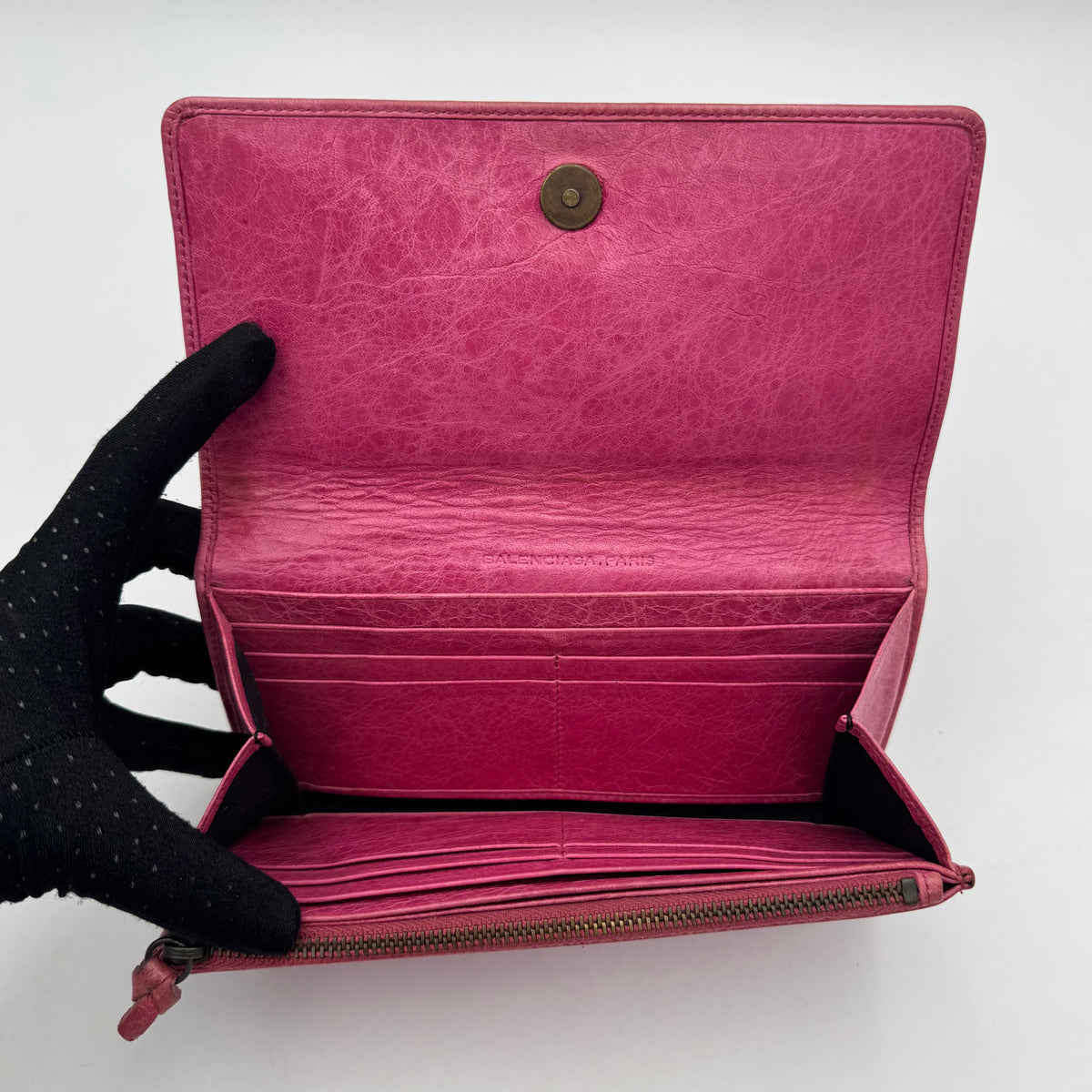 Balenciaga Pink Leather Classic Long Bifold Wallet