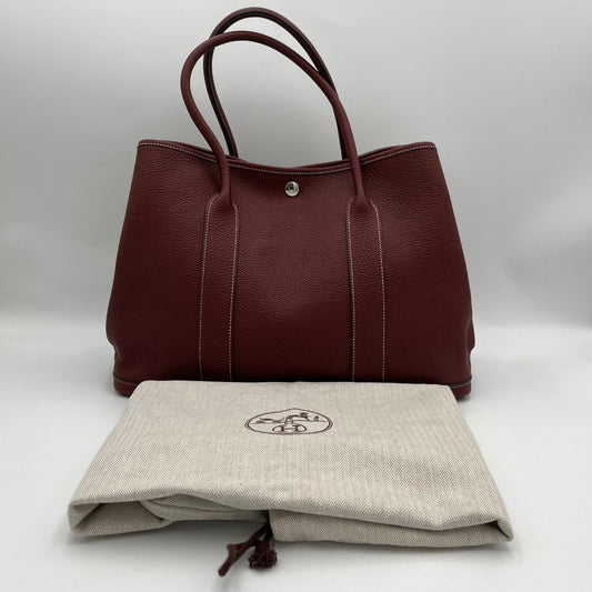 Hermes Burgundy Negonda Leather Garden Party Tote 36