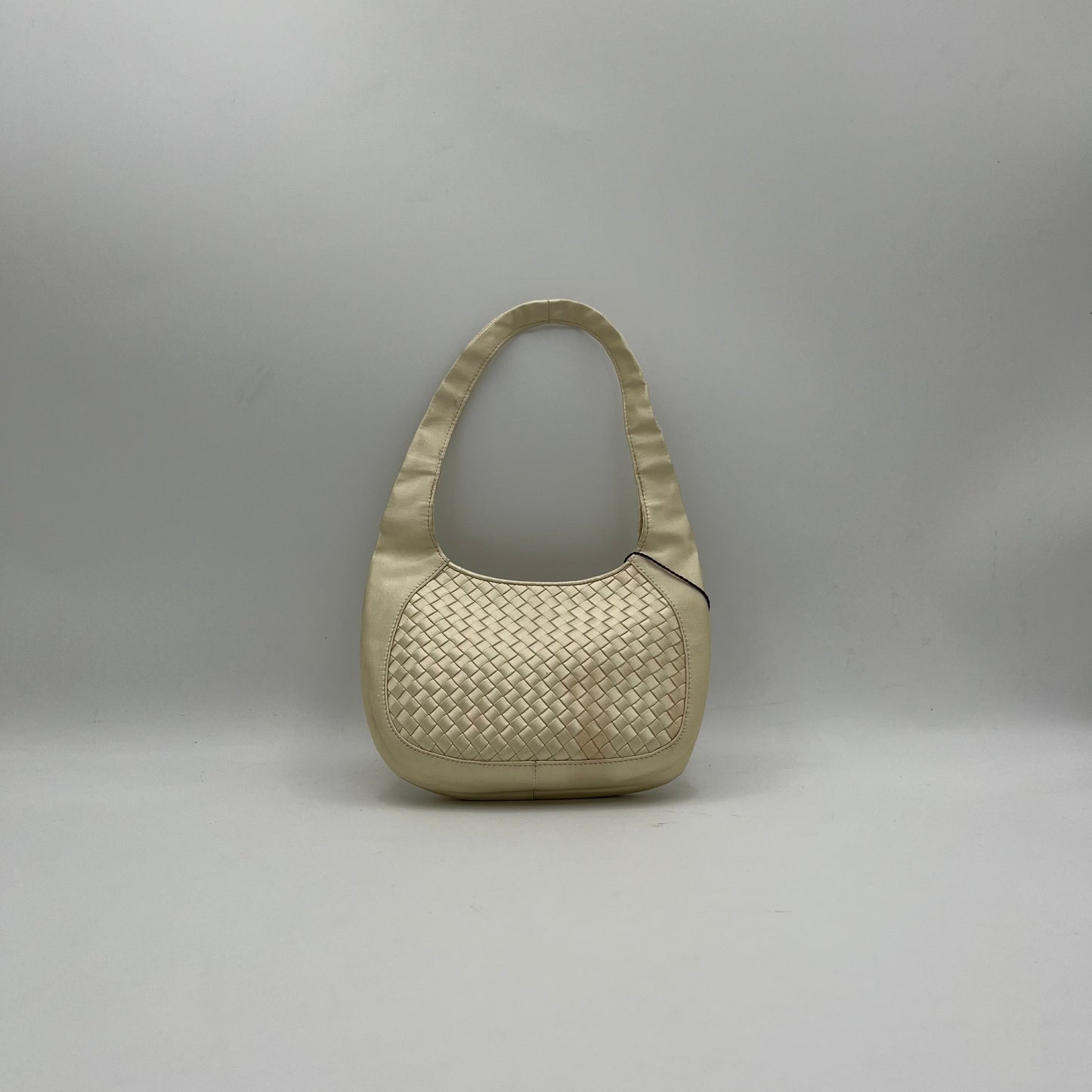 Bottega Veneta Ivory Intrecciato Silk Mini Hobo Baguette