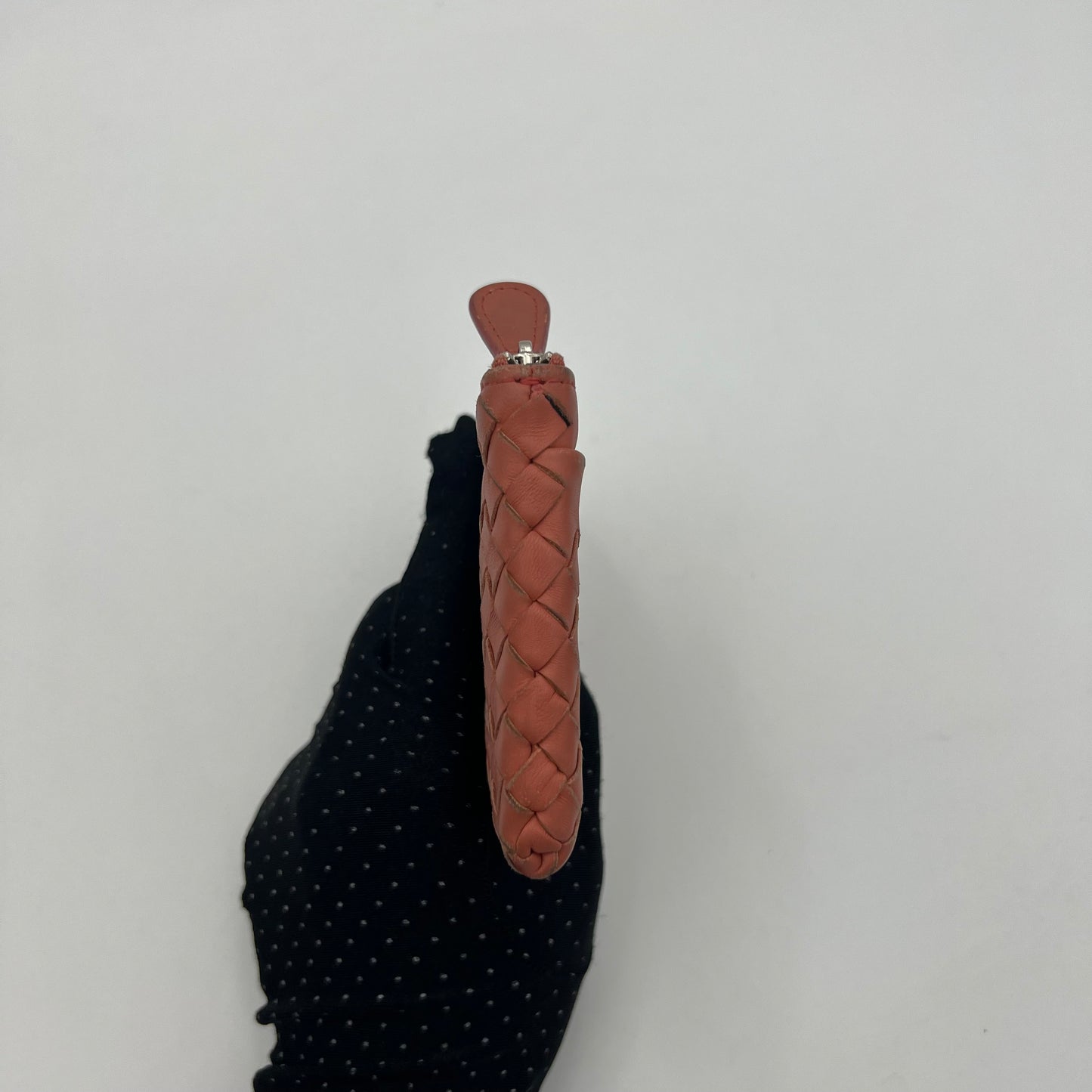 Bottega Veneta Salmon Pink Intrecciato Zippy Wallet