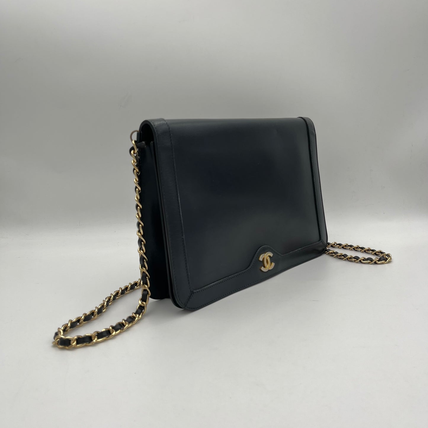 Chanel Dark Blue Single Full Flap Chain Bag