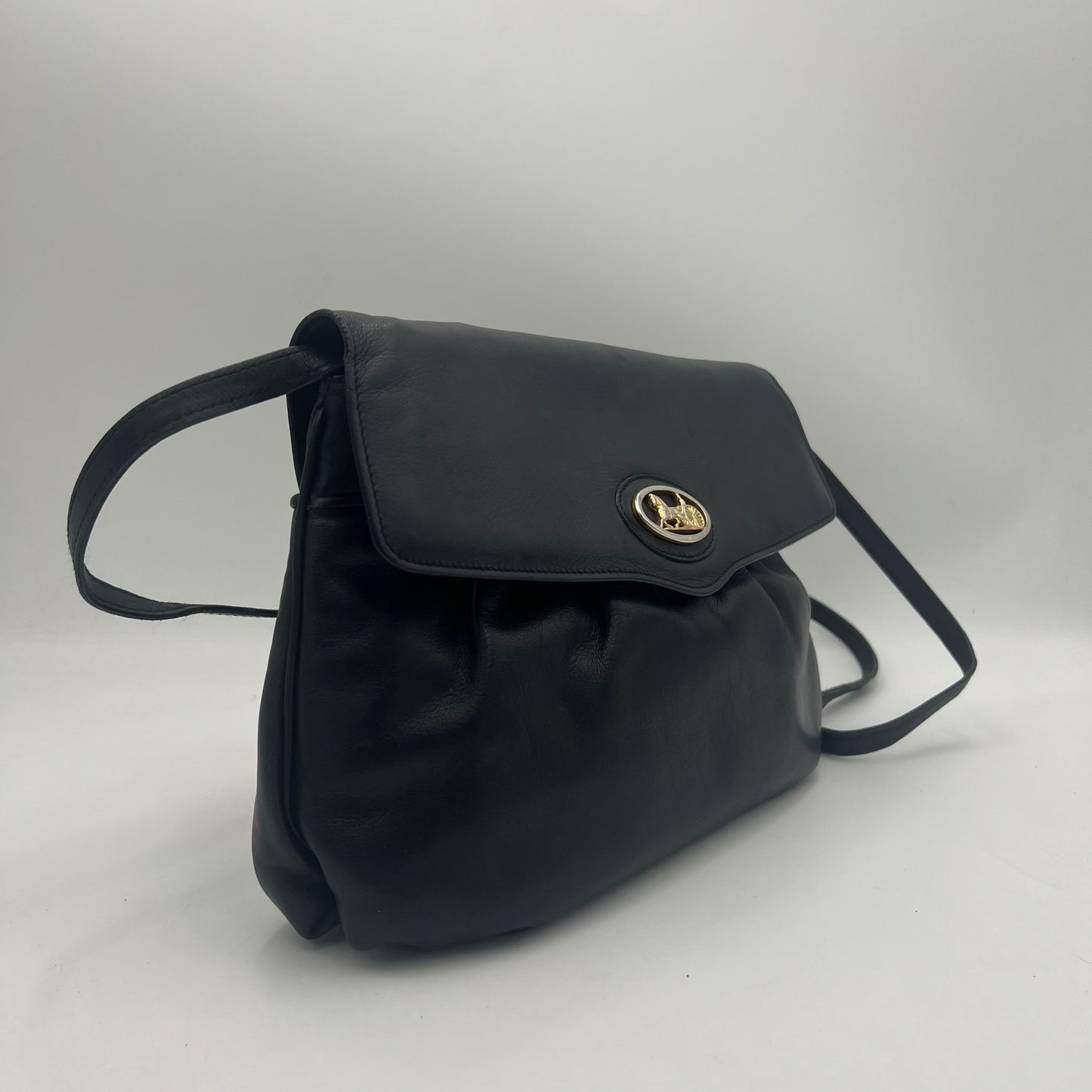 Celine Paris Black Soft Leather Caleche Sling