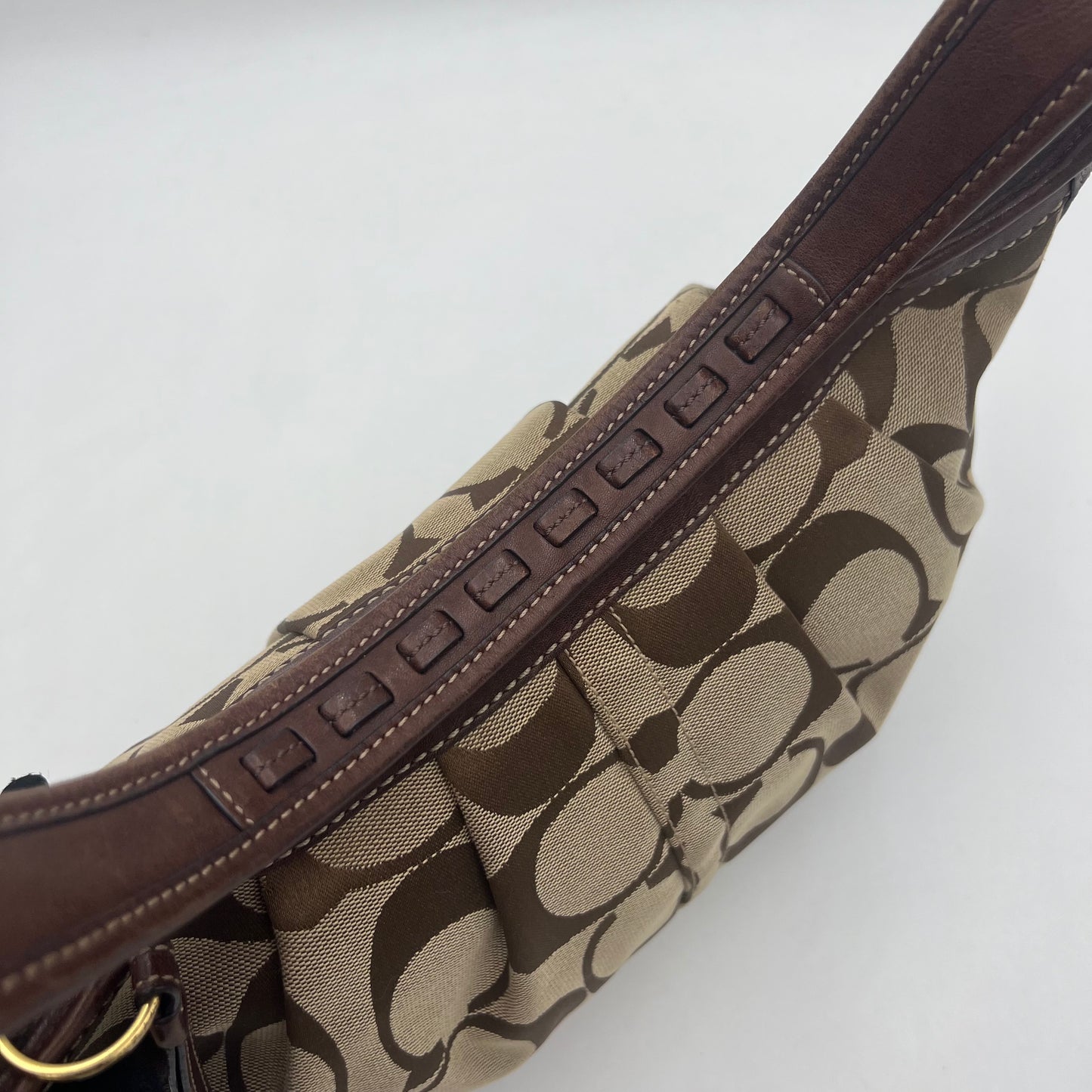 Coach Brown Big C Signature Canvas Hobo Shoulder Bag