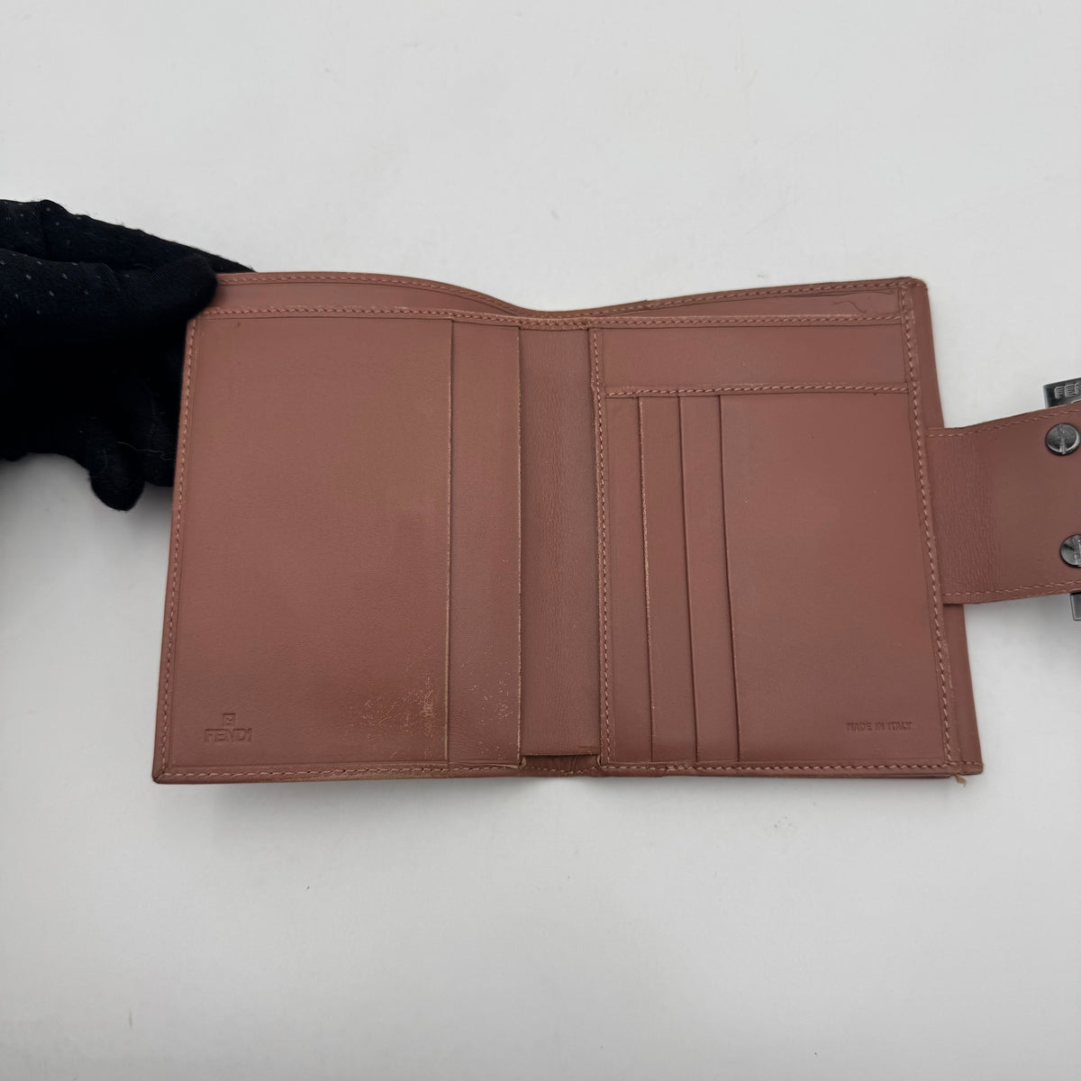 Fendi Pink Zucchino Bifold Short Wallet