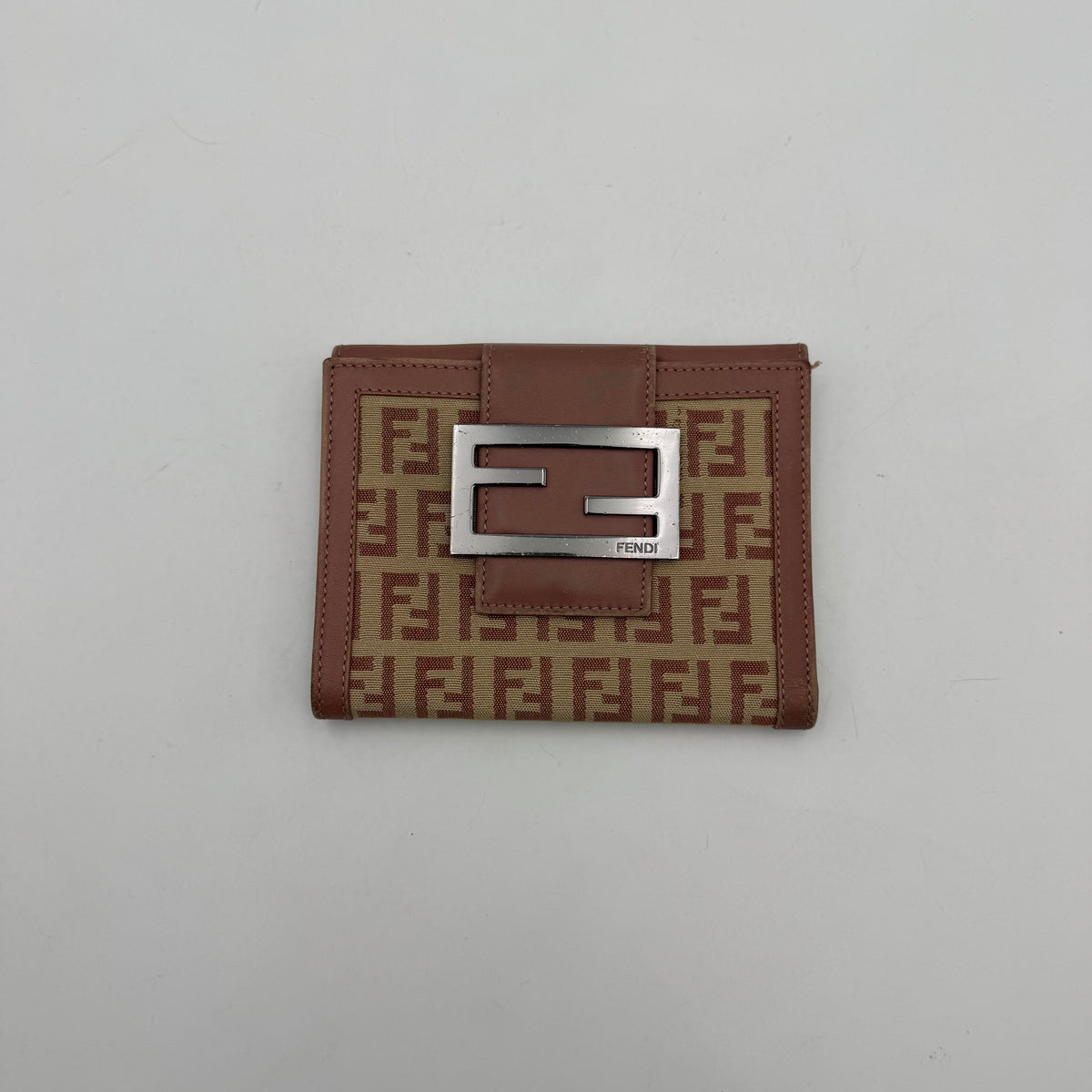 Fendi Pink Zucchino Bifold Short Wallet
