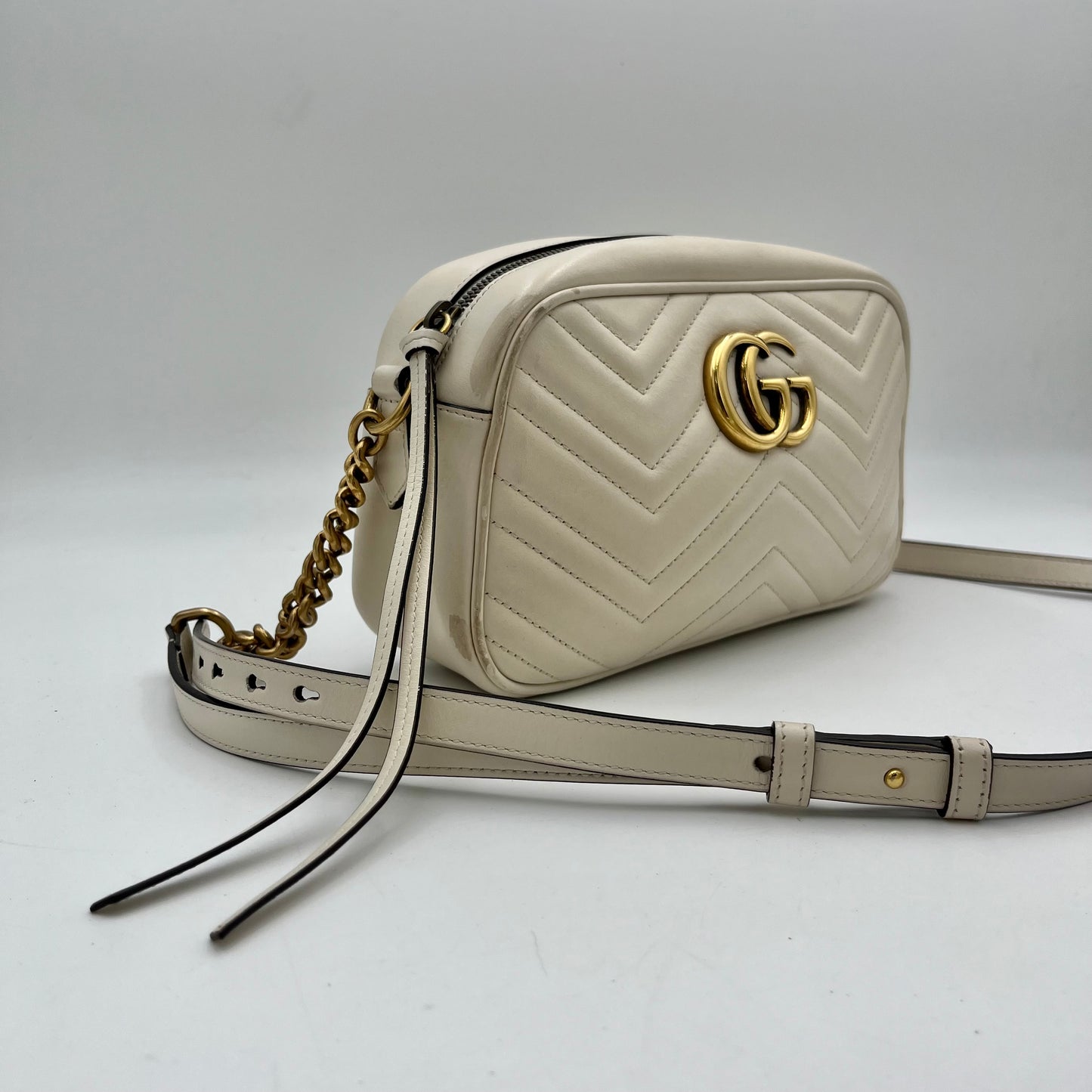 Gucci Ivory Marmont Leather Camera Crossbody