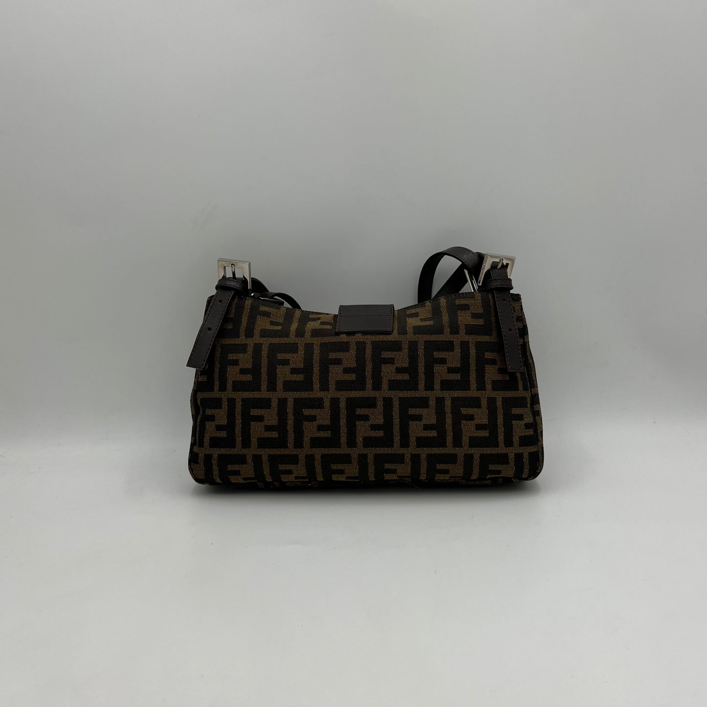 Fendi Tobacco Zucca Double Strap Handbag