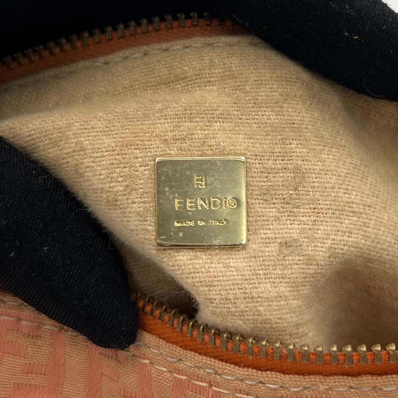 Fendi Pink Orange Zucchino Cloth Pochette