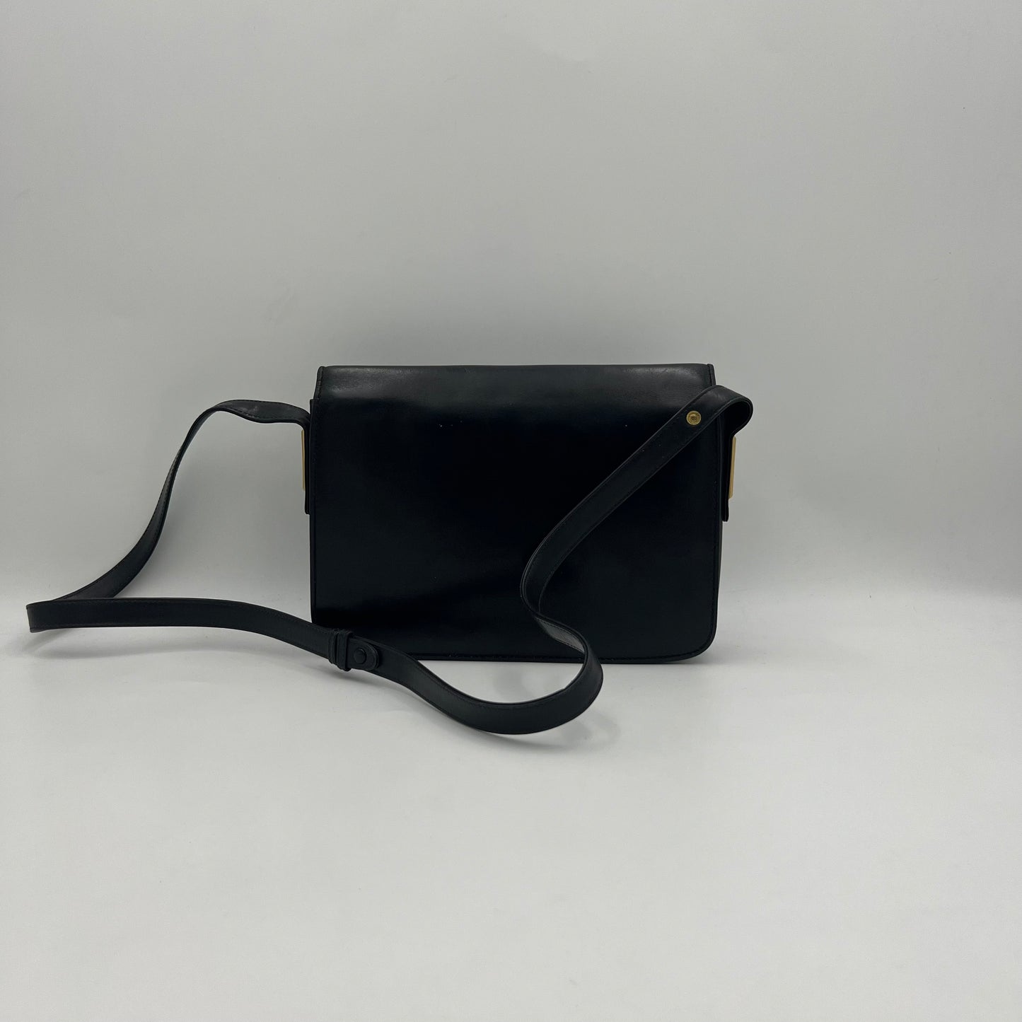 Gucci Vintage Black Leather Box Crossbody