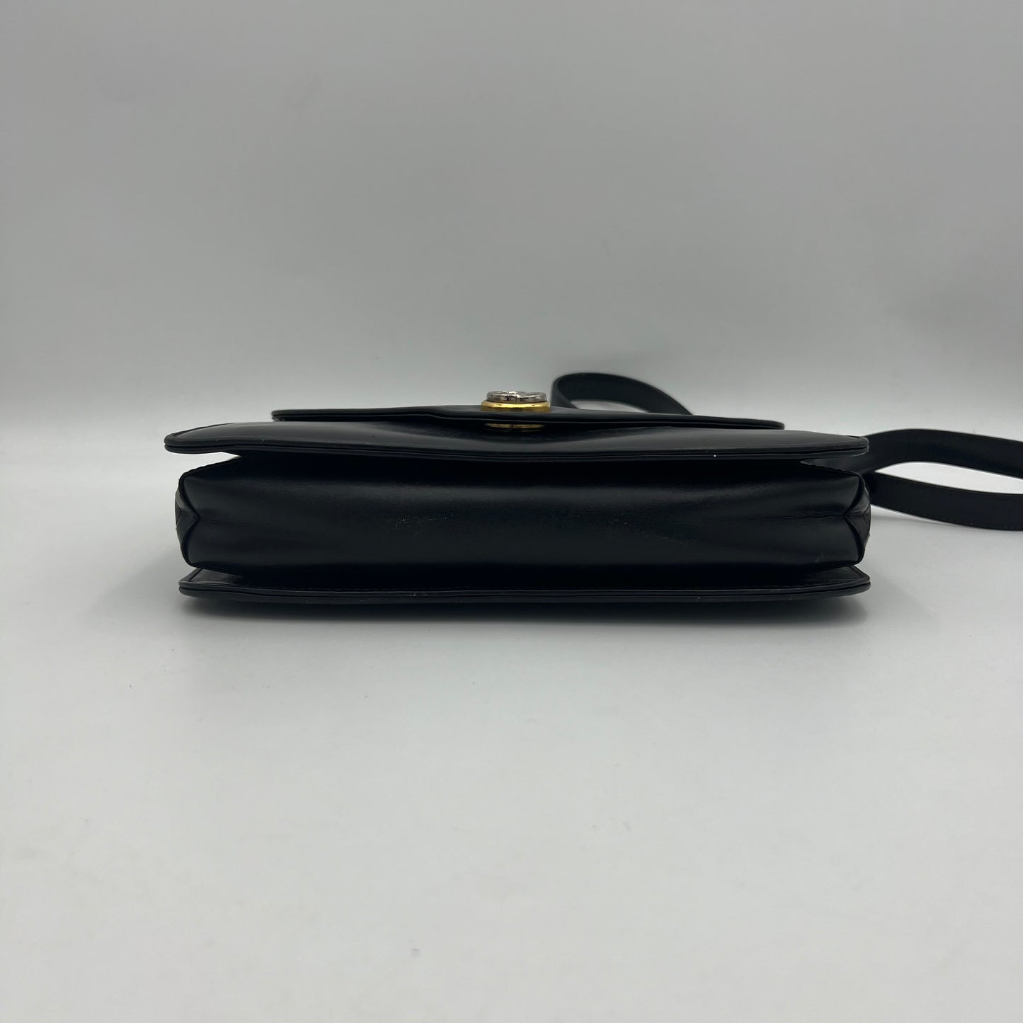 Gucci Vintage Black Leather Box Crossbody