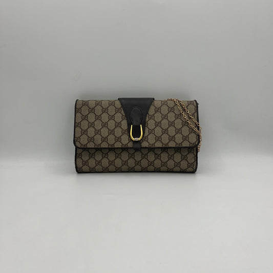 Gucci Monogram PVC Flap Clutch Crossbody