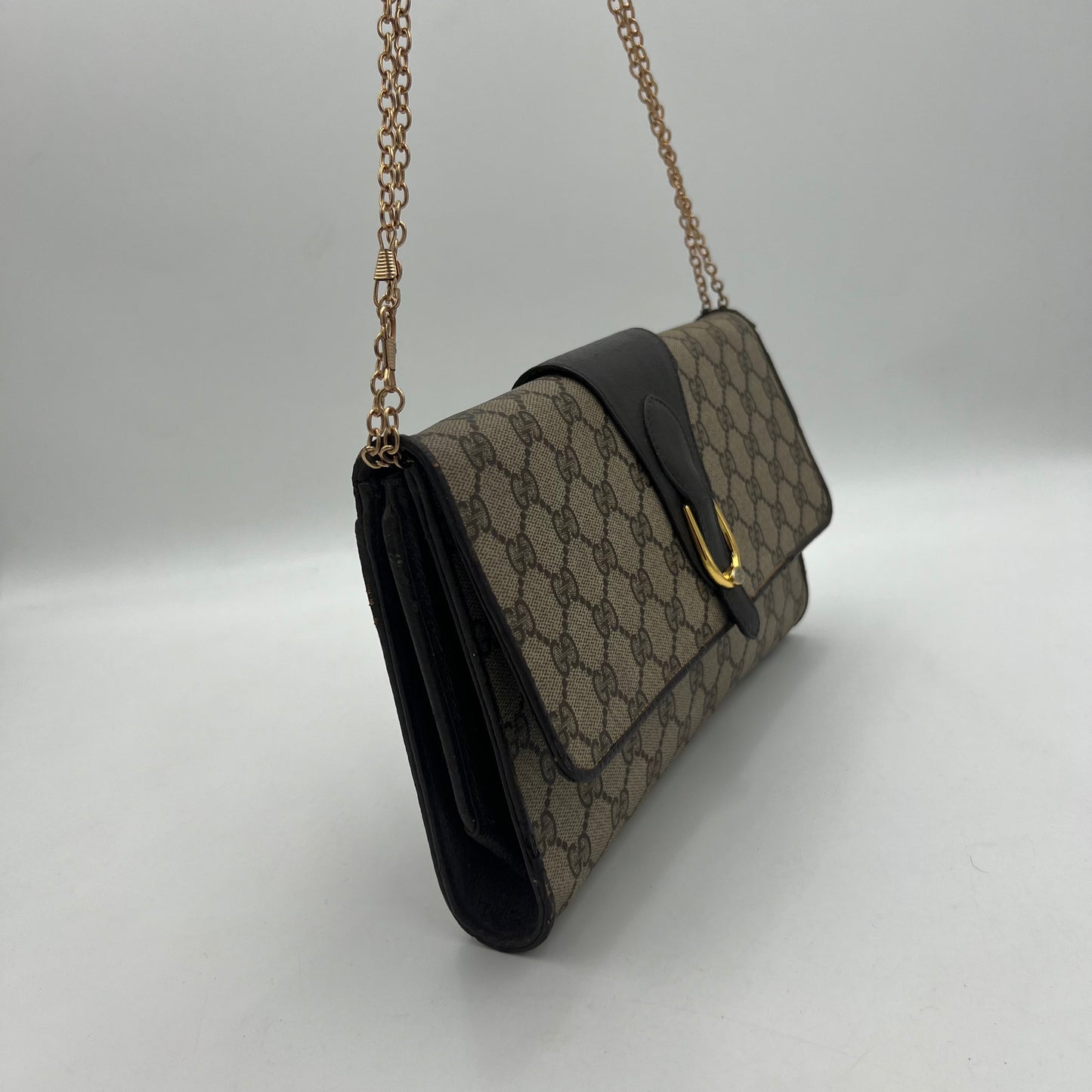 Gucci Monogram PVC Flap Clutch Crossbody