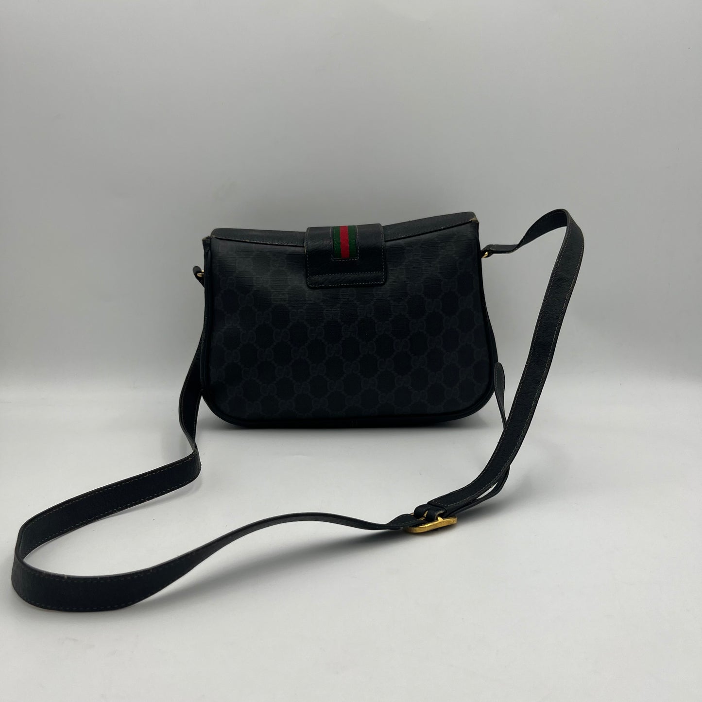 Gucci Vintage Black Monogram PVC Sherryline Crossbody