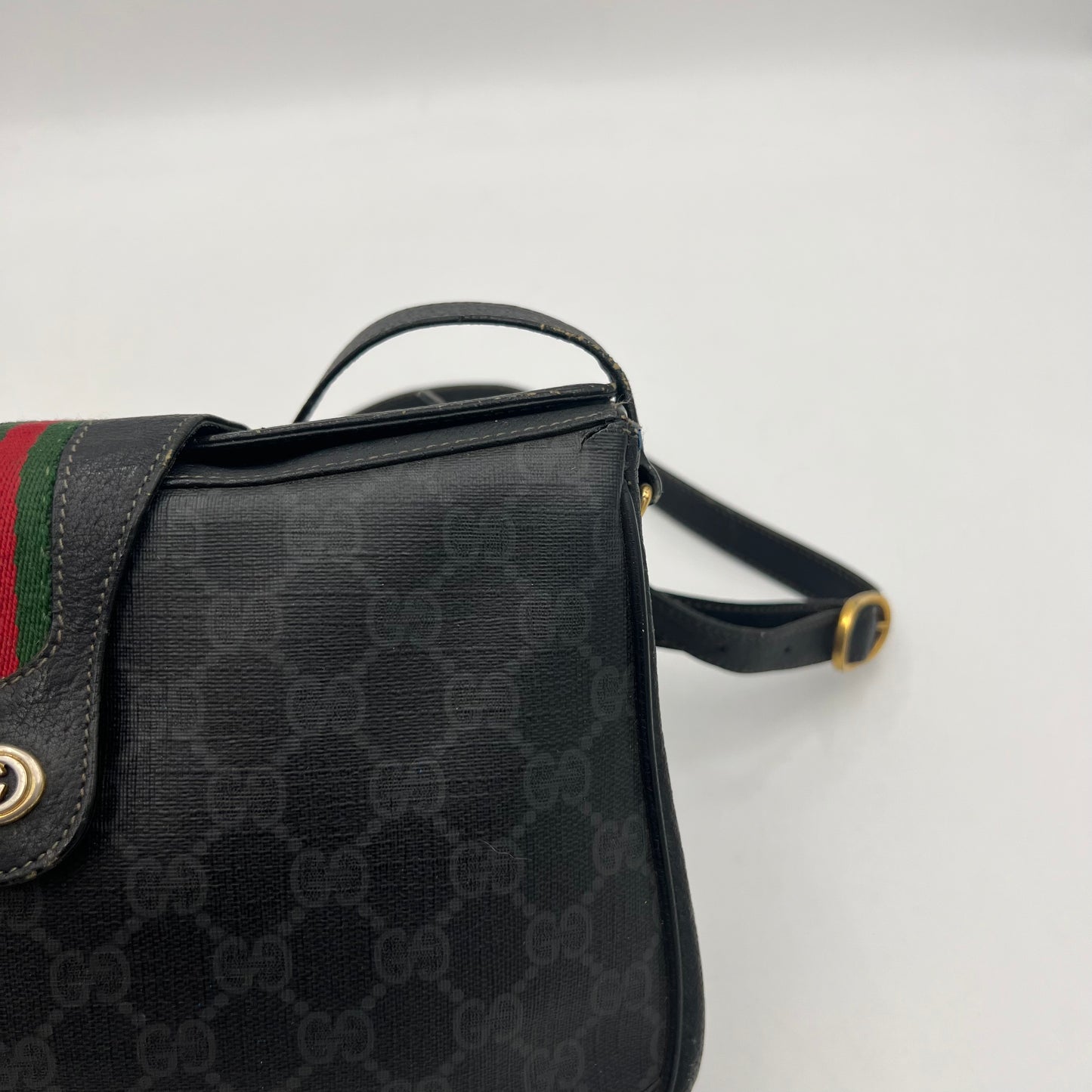 Gucci Vintage Black Monogram PVC Sherryline Crossbody