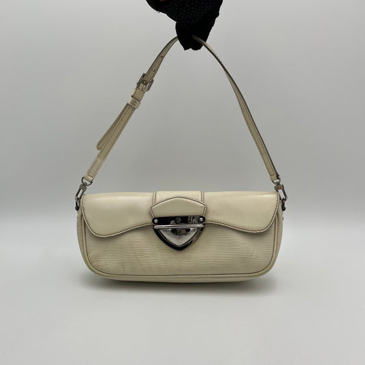 LV White Epi Leather Montaigne Clutch Pochette