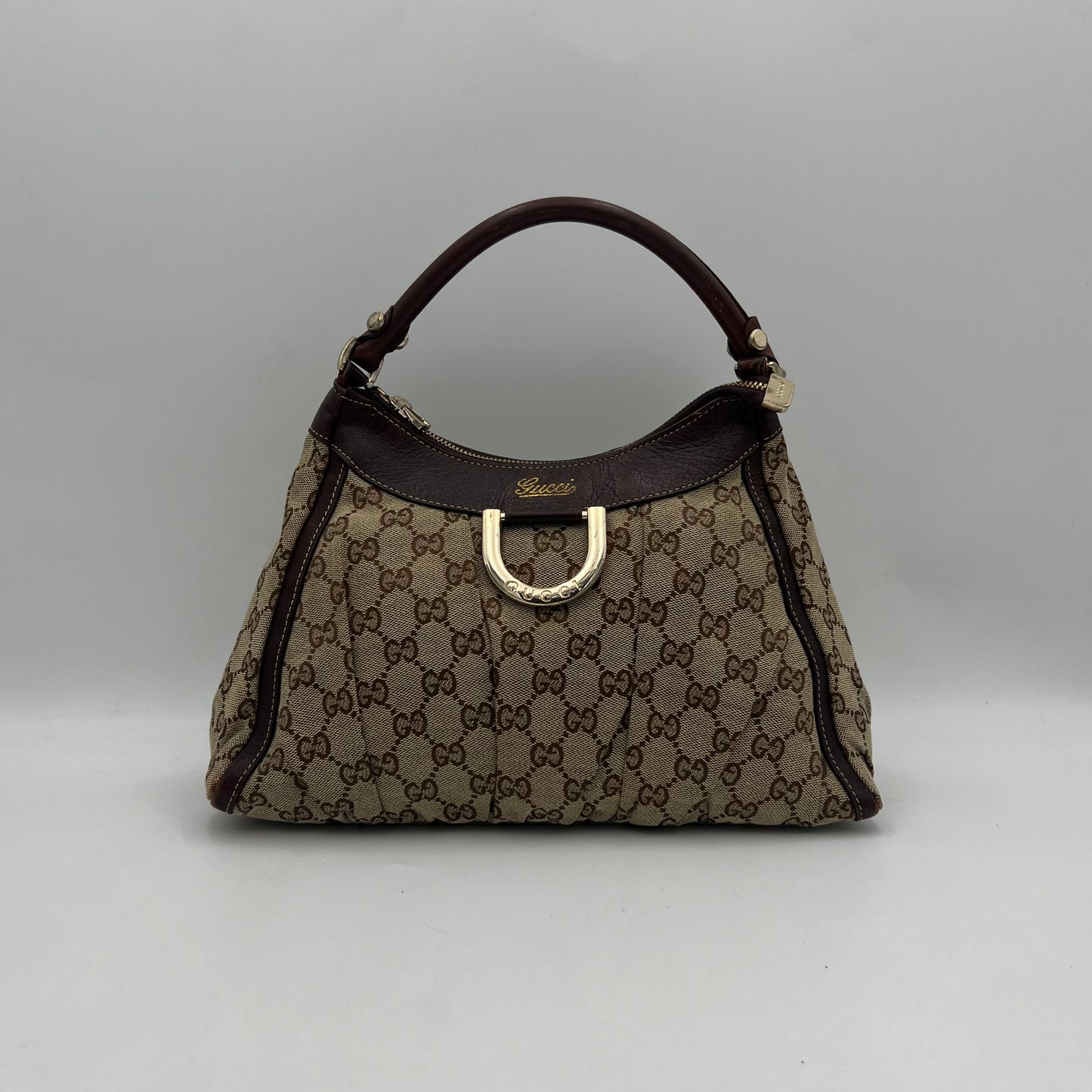 Gucci Brown Monogram Abbey D-Ring Hobo Shoulder Bag