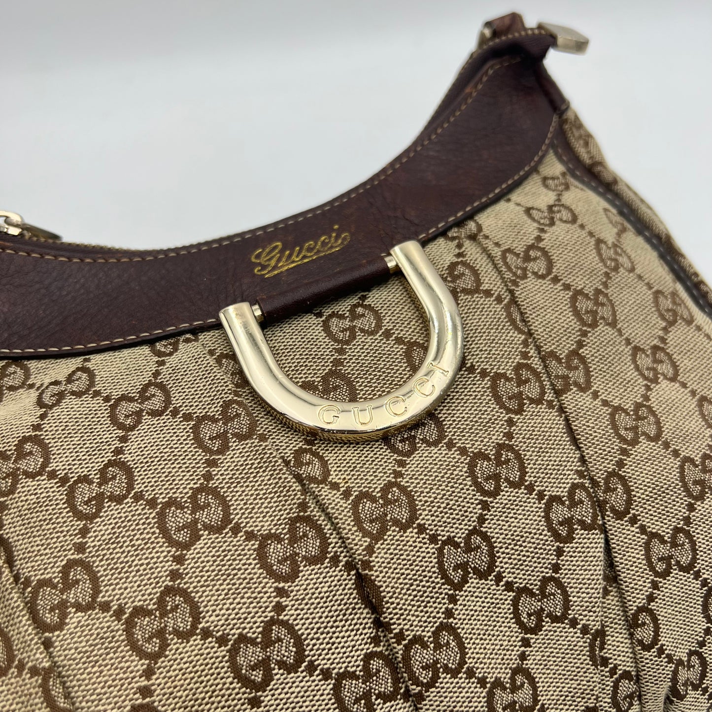 Gucci Brown Monogram Abbey D-Ring Hobo Shoulder Bag