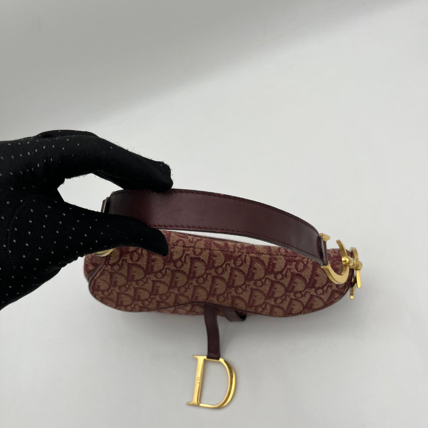 Christian Dior Burgundy Monogram Saddle