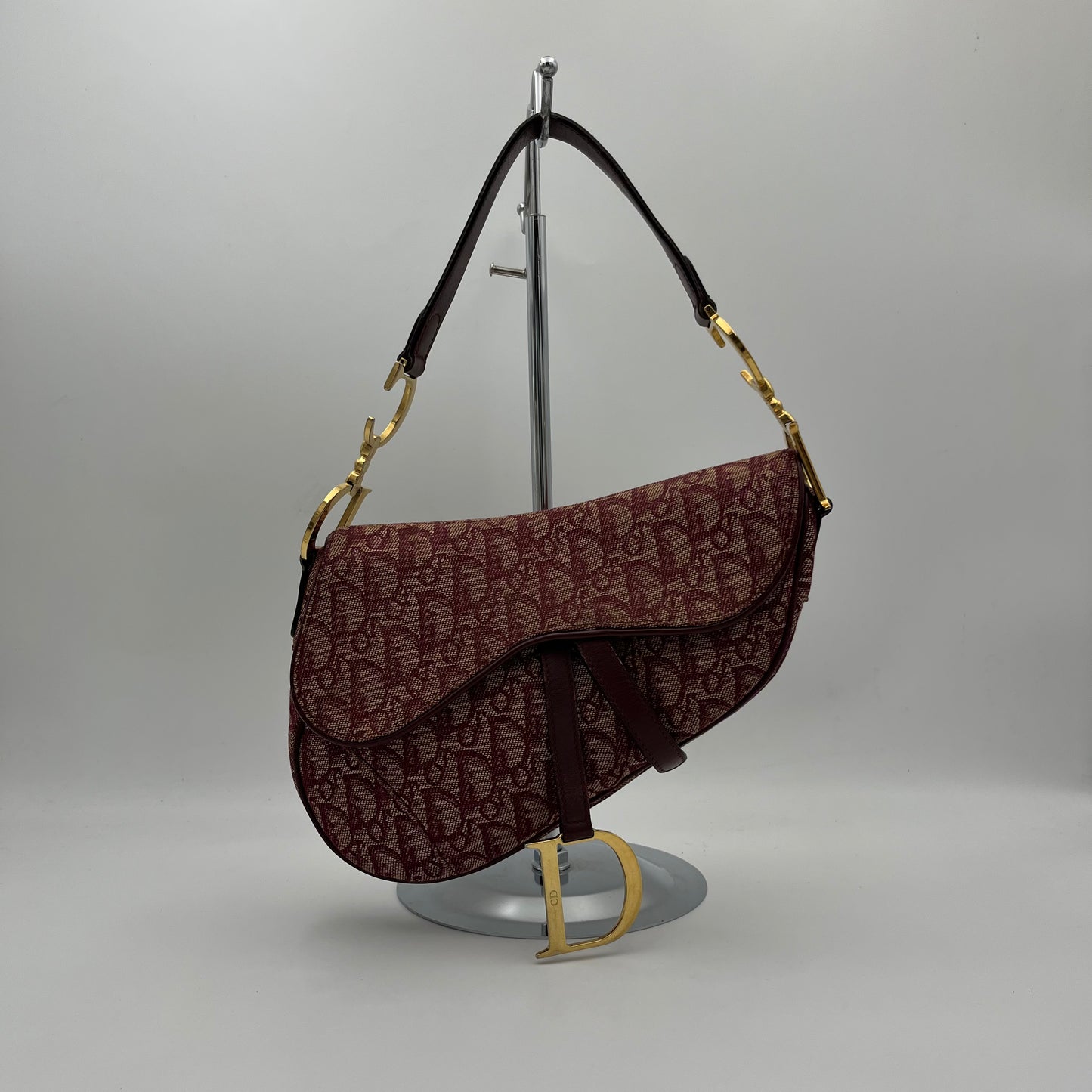 Christian Dior Burgundy Monogram Saddle