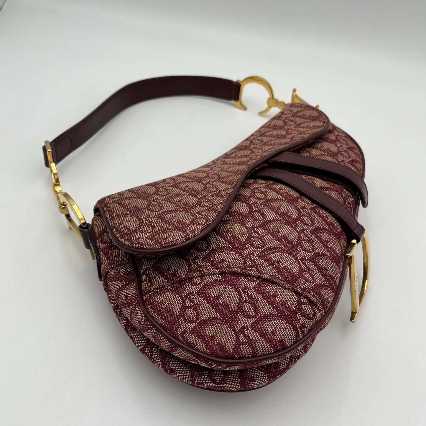 Christian Dior Burgundy Monogram Saddle