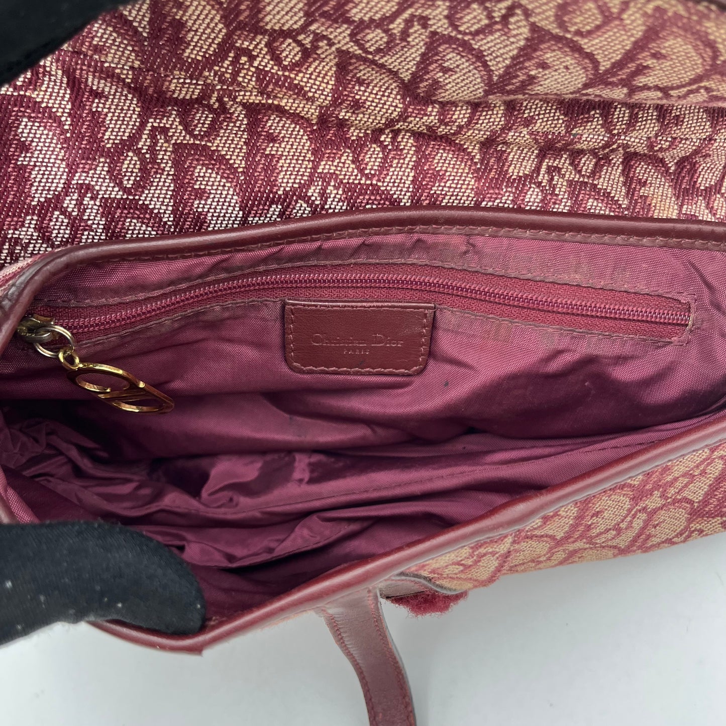 Christian Dior Burgundy Monogram Saddle