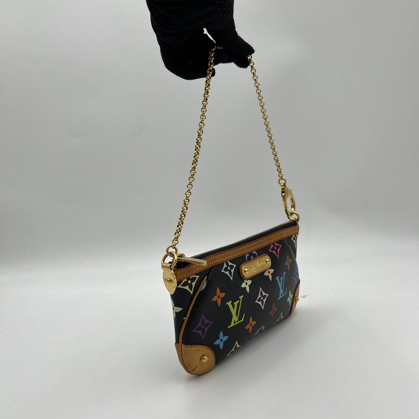 LV Takashi Murakami Black Multicolor Milla Cloth Pochette