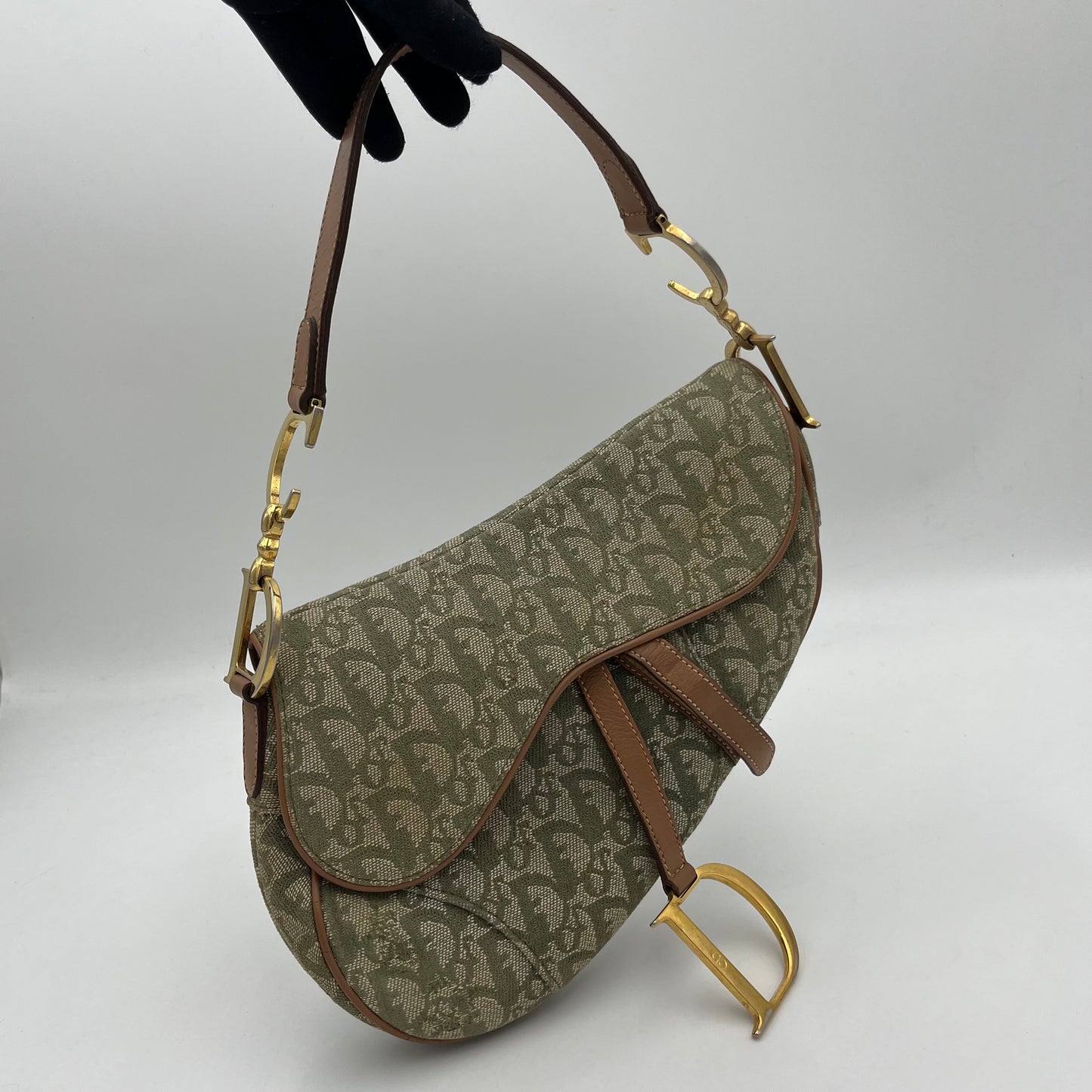 Christian Dior Green Monogram Saddle