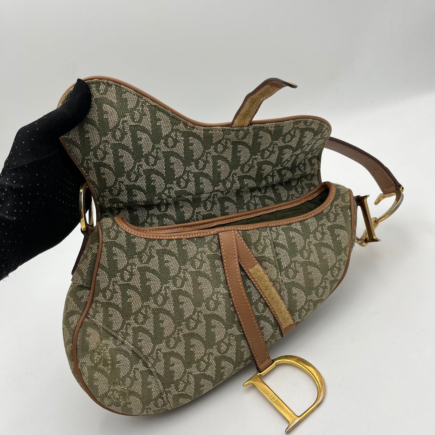 Christian Dior Green Monogram Saddle