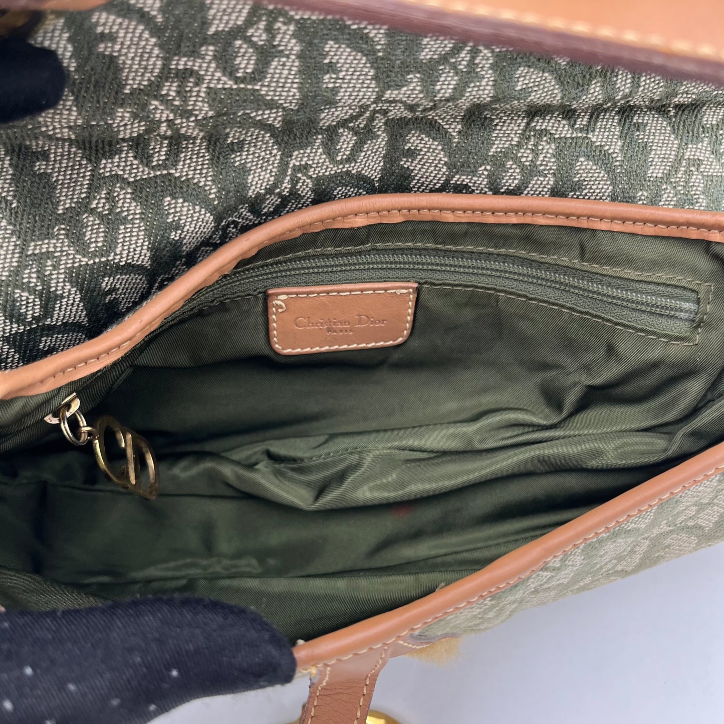 Christian Dior Green Monogram Saddle