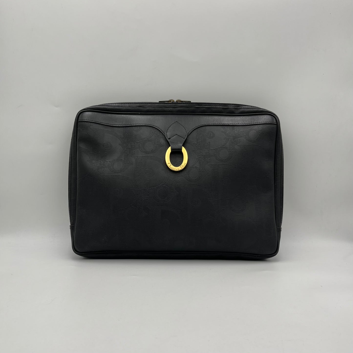 Christian Dior Black Oblique PVC Large Clutch