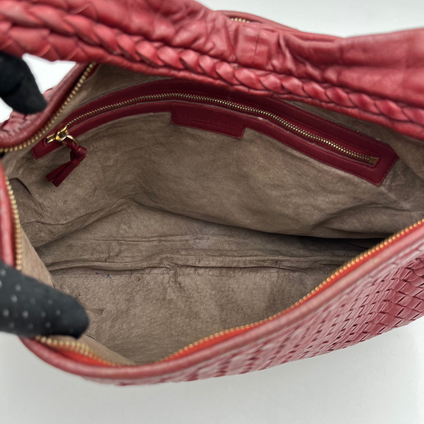 Bottega Veneta Red Intrecciato Large Hobo Shoulder Bag