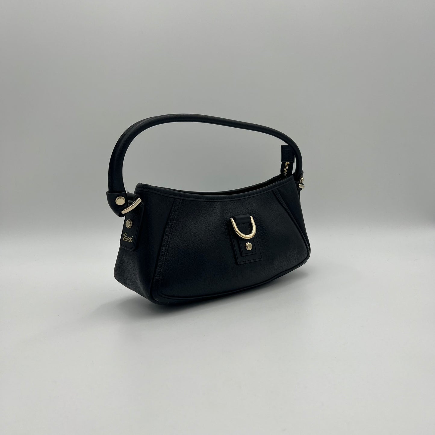 Gucci Black Leather Abbey D-Ring Pochette