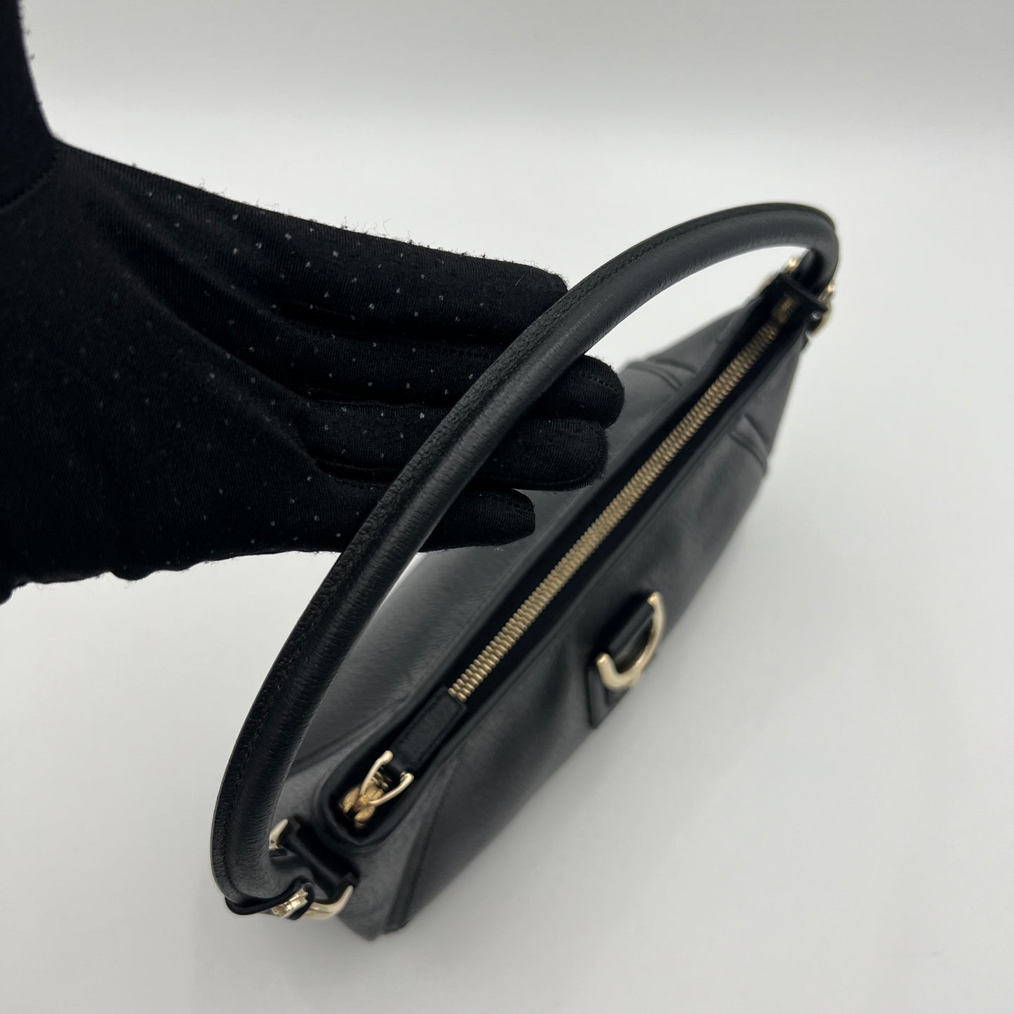 Gucci Black Leather Abbey D-Ring Pochette