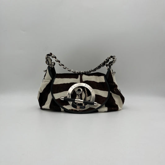 Christian Dior Jazzclub Zebra Pony Hair Shoulder Bag