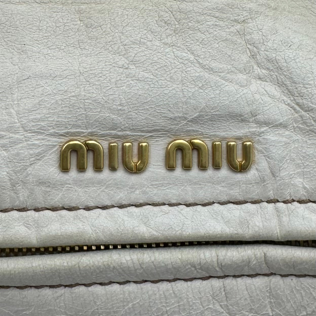 Miu Miu White Leather Lock Charm Large Satchel