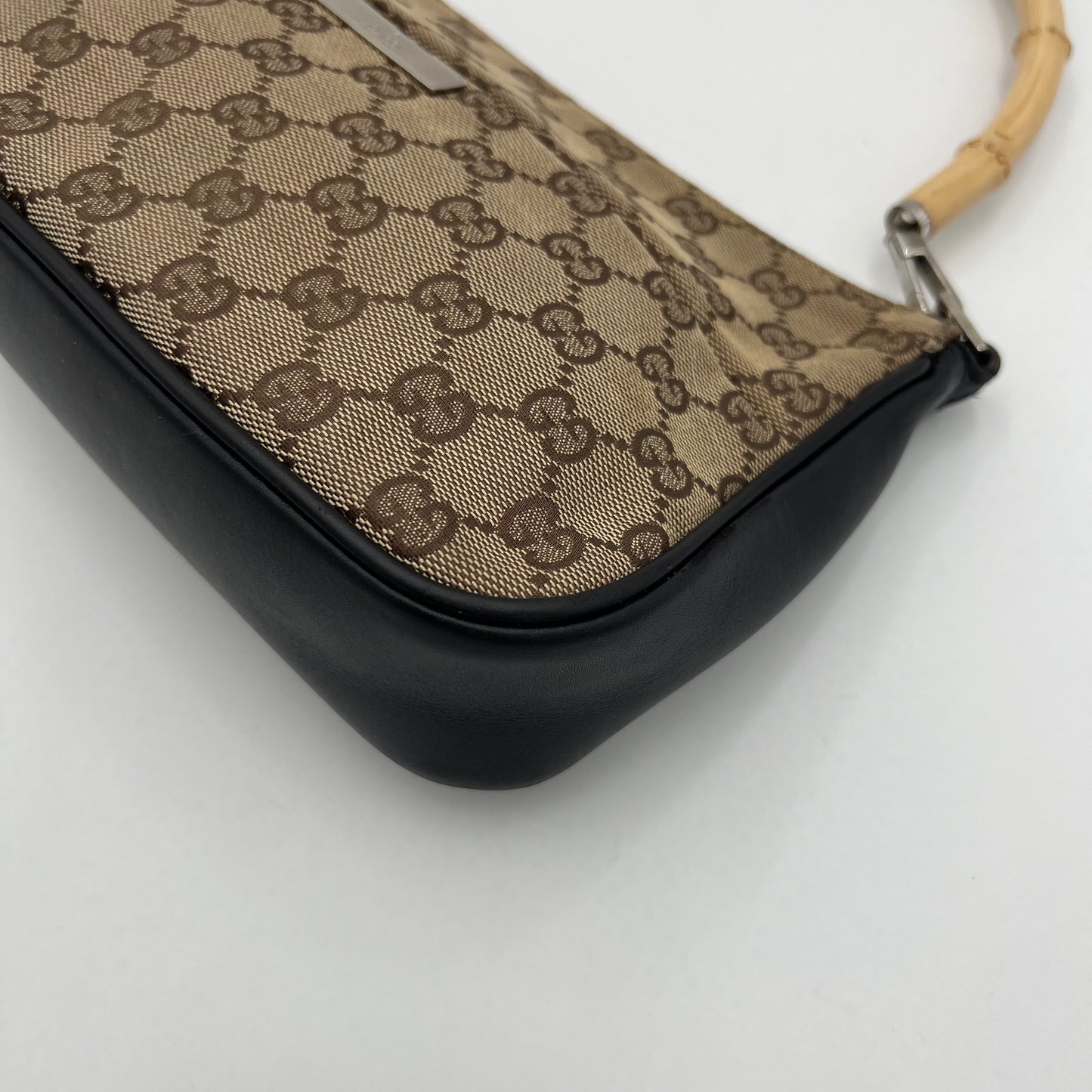 Gucci Brown Monogram Canvas Bamboo Shoulder Bag