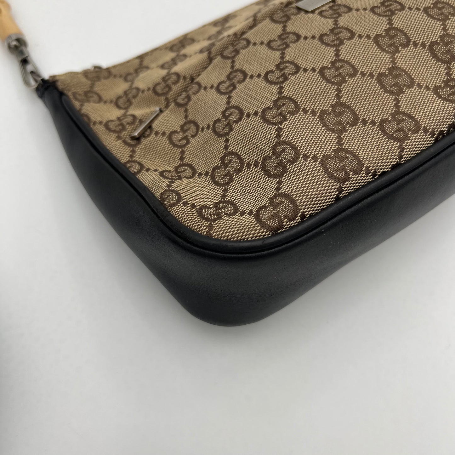 Gucci Brown Monogram Canvas Bamboo Shoulder Bag