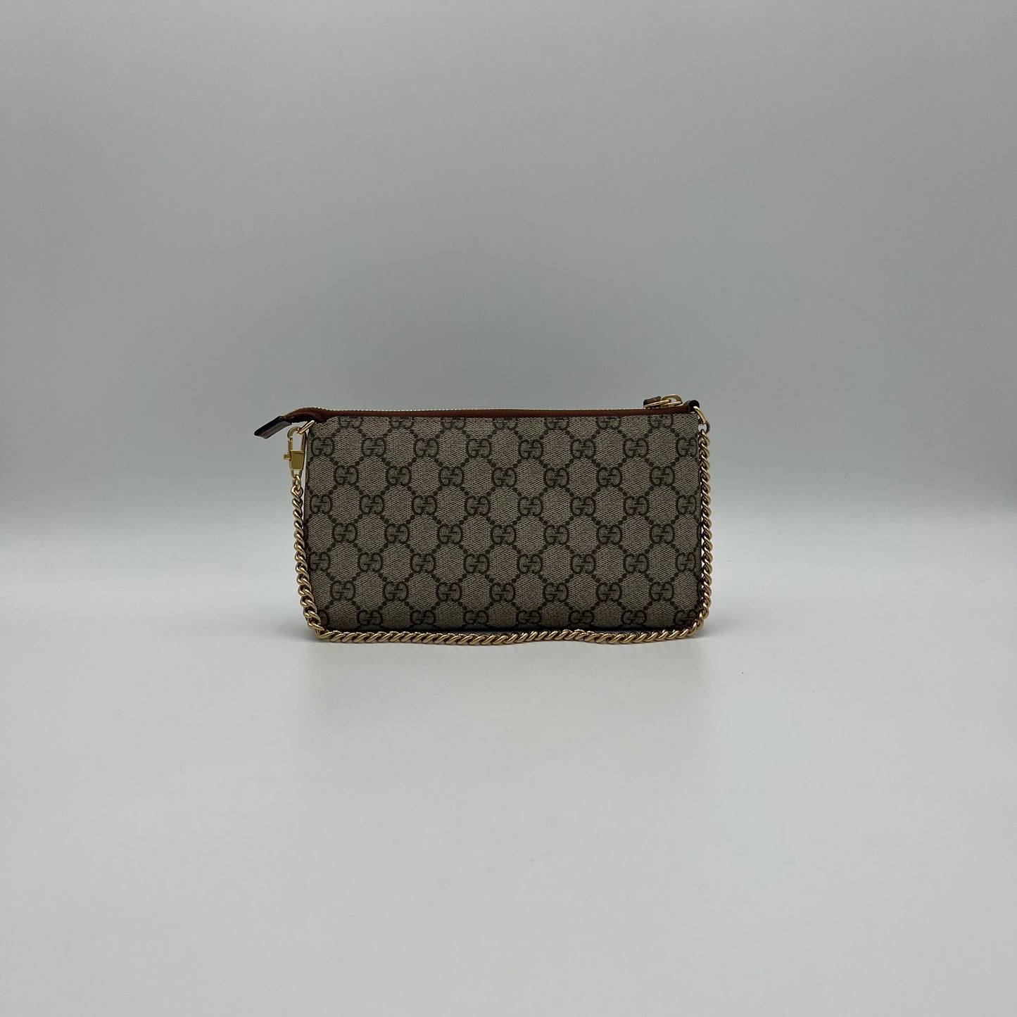 Gucci Monogram Supreme Butterfly Embroidered Chain Pochette