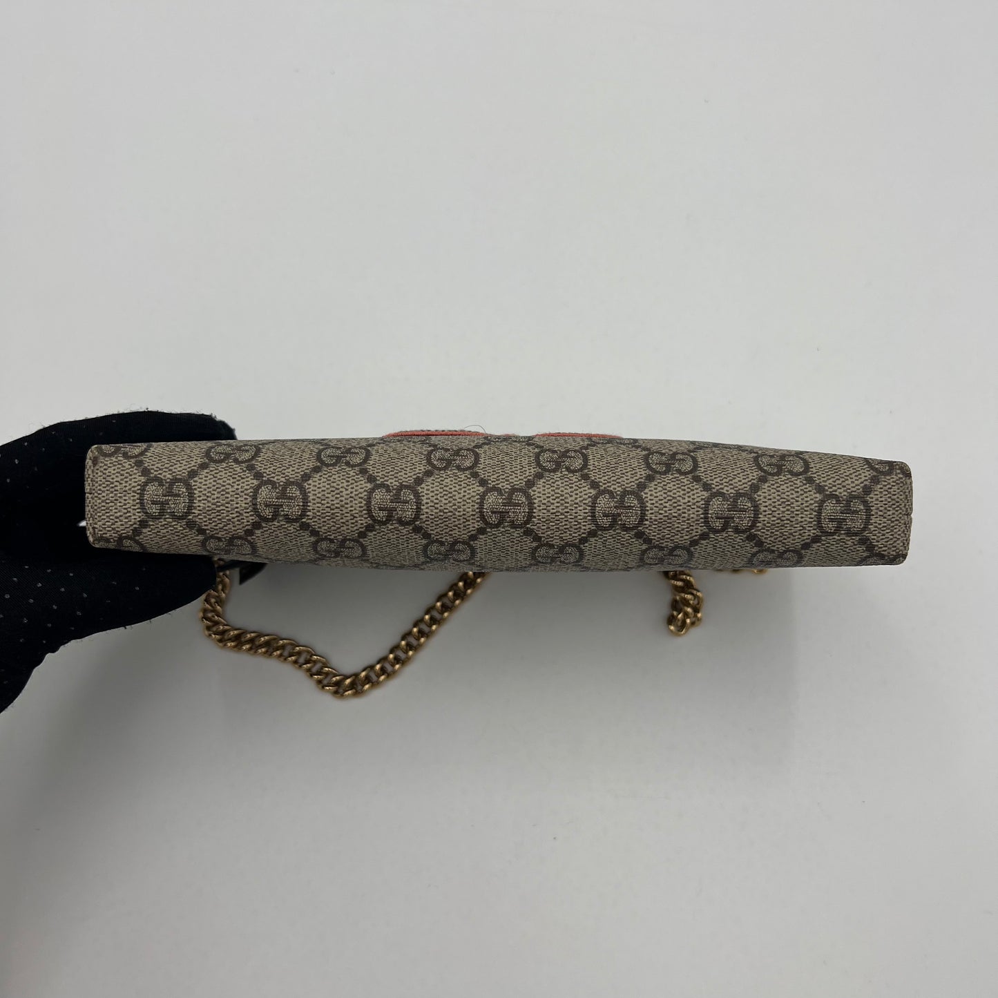 Gucci Monogram Supreme Butterfly Embroidered Chain Pochette